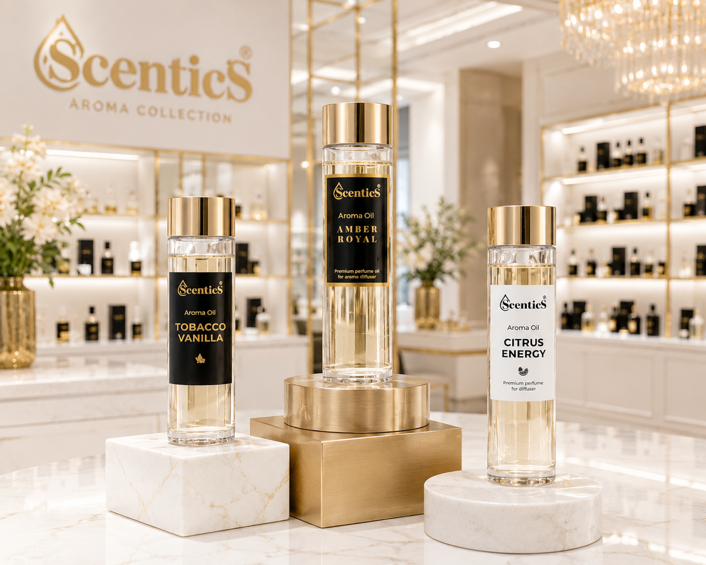 Aroma oleje Scentics, luxusní vůně a parfémy do interiéru